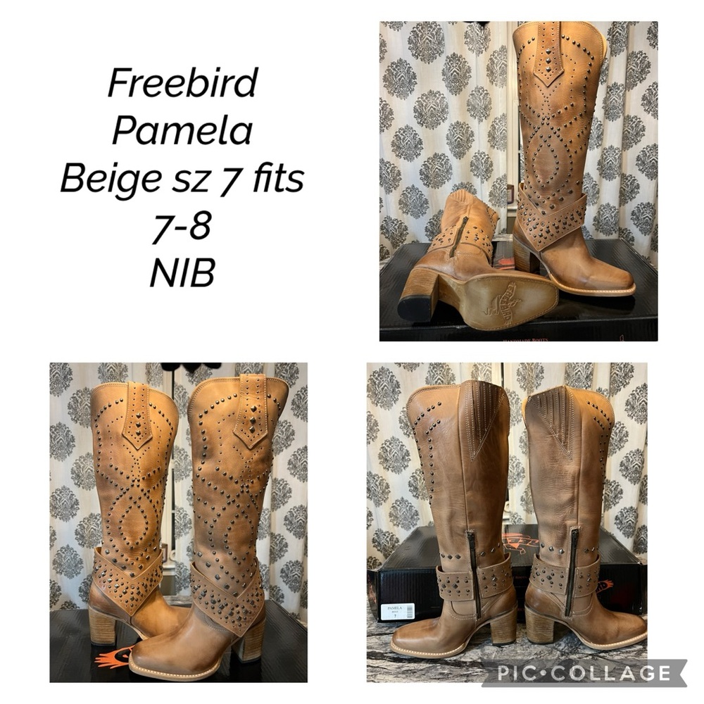 Freebird Beige Heeled Boots